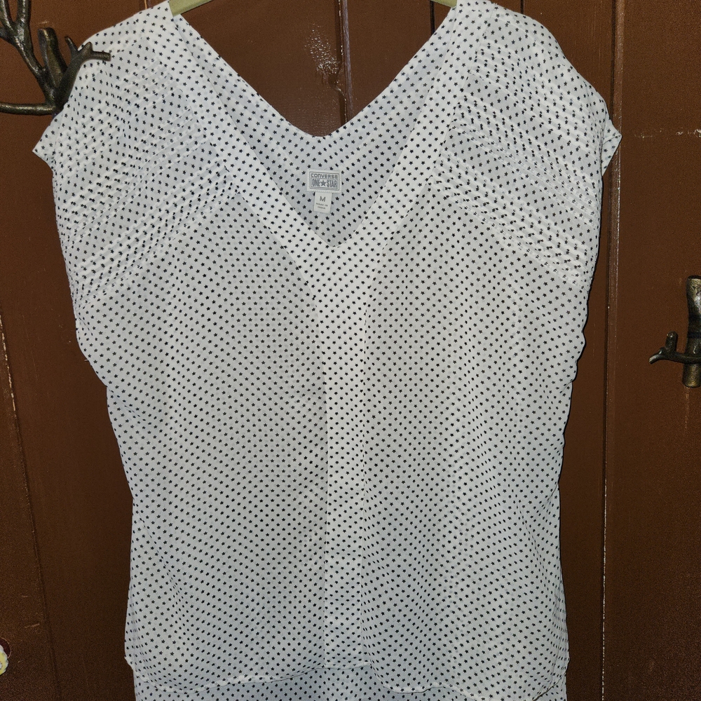 Converse White and Black Dotted Blouse